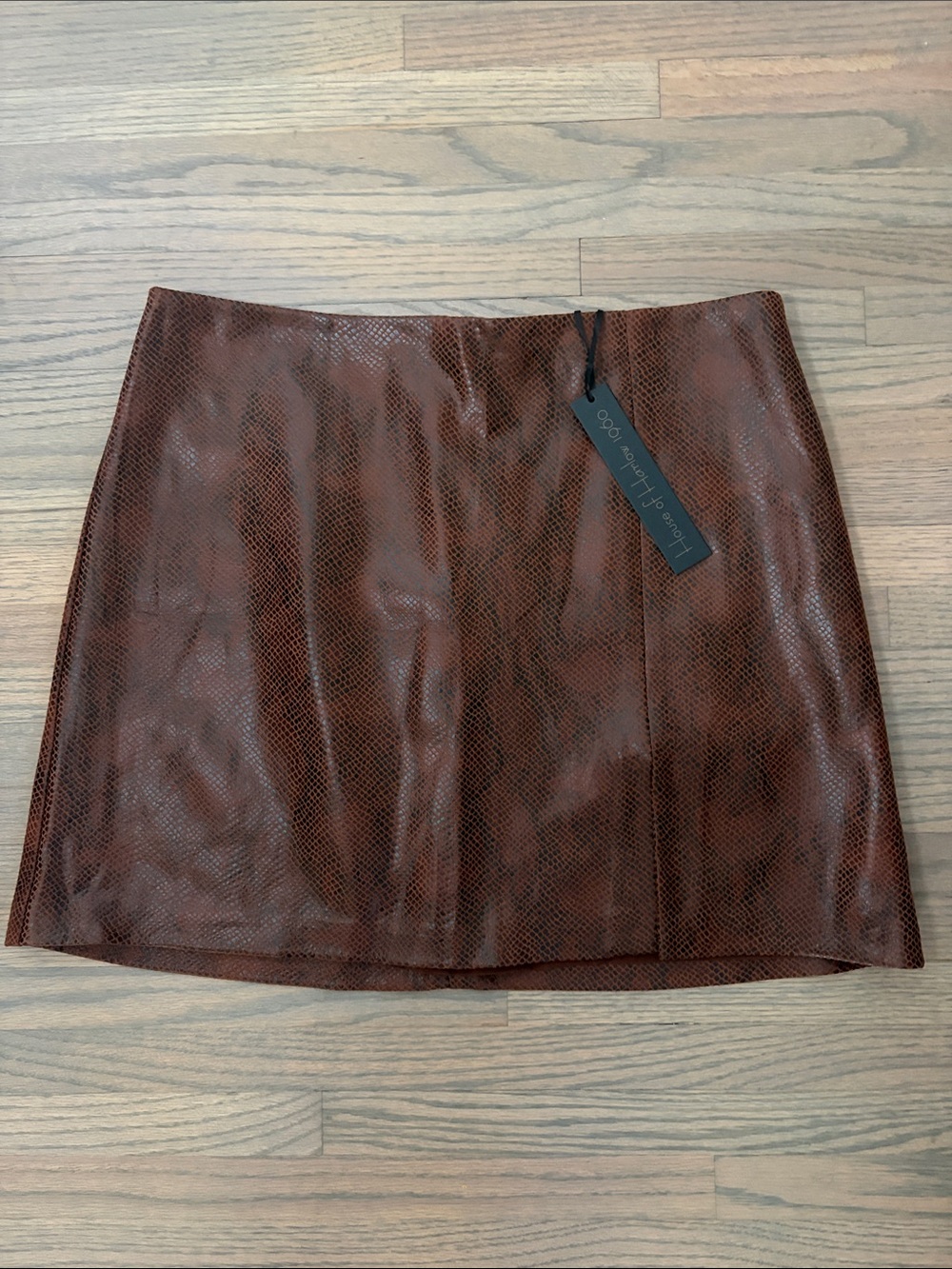 House of Harlow 1960 Brown Faux-Snakeskin Mini Skirt